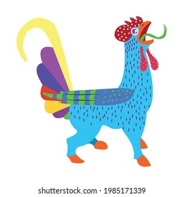 Isolated mexican chicken alebrije character Vector illustration