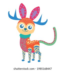 Isolated mexican deer alebrije character Vector illustration