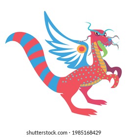 Isolated mexican dragon alebrije character Vector illustration