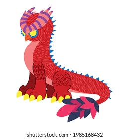 Isolated mexican dragon alebrije character Vector illustration