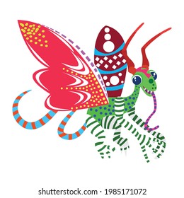 Isolated mexican dragon alebrije character Vector illustration