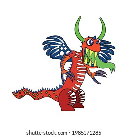 Isolated mexican dragon alebrije character Vector illustration