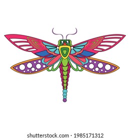 Isolated mexican dragonfly alebrije character Vector illustration