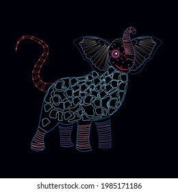 Isolated mexican elephant alebrije character Vector illustration