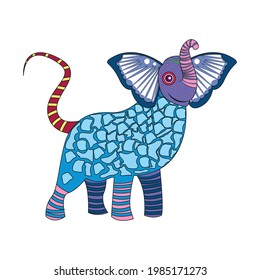 Isolated mexican elephant alebrije character Vector illustration
