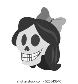 Isolated mexican female skull design