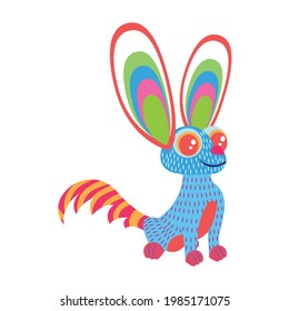 Isolated mexican fox alebrije character Vector illustration