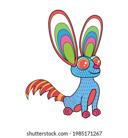 Isolated mexican fox alebrije character Vector illustration