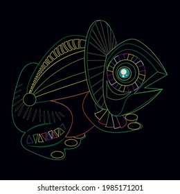 Isolated mexican iguana alebrije character Vector illustration