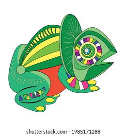 Isolated mexican iguana alebrije character Vector illustration