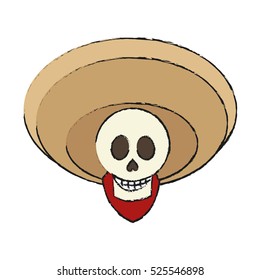 Isolated mexican male skull design