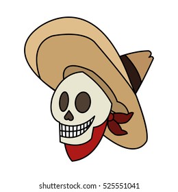 Isolated mexican male skull design