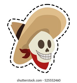 Isolated mexican male skull design