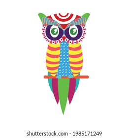 Isolated mexican owl alebrije character Vector illustration