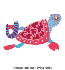 Isolated mexican turtle alebrije character Vector illustration