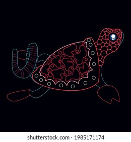 Isolated mexican turtle alebrije character Vector illustration