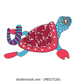 Isolated mexican turtle alebrije character Vector illustration