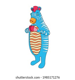 Isolated mexican zebra alebrije character Vector illustration