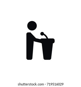 Isolated Microphone Icon. Tribune Vector Element Can Be Used For Speaker, Man 