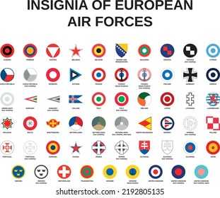 isolated military aircraft insignia of europe on white background