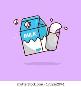 Isolated milk on the background. Beautiful vector flat illustration with stroke. Suitable for web page, banner, flyer, sticker, card. Appetizing, beautiful, realistic food.