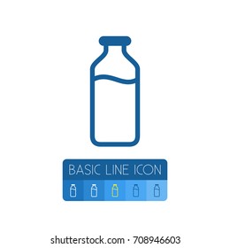 Isolated Milk Outline. Glass Bottle Vector Element Can Be Used For Milk, Bottle, Glass Design Concept.
