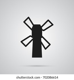 Isolated Mill Icon Symbol On Clean Background. Vector Windmill Element In Trendy Style.