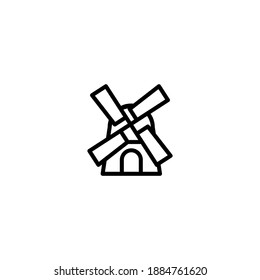 Isolated mill icon vector outline black color.