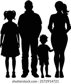 Isolated minimal black family silhouettes, Vector illustration 