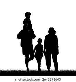 Isolated minimal black family silhouettes. Family silhouettes on isolated background. Vector illustration