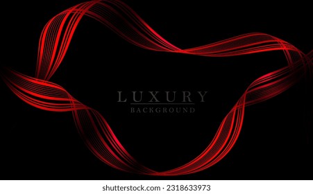 Isolated minimal red gorgeous wave patterns on black background.