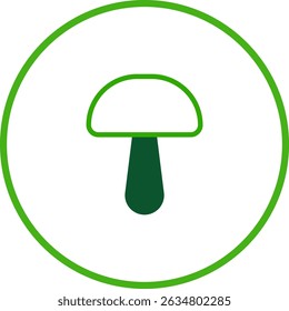 Arte vectorial minimalista aislado del icono de la seta en círculo verde sobre fondo blanco