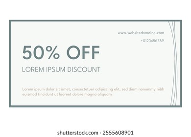 Isolated minimalistic white discount voucher template. Vector illustration.