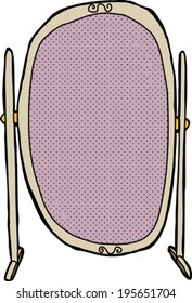 Isolated mirror with halftone copy space wooden frame