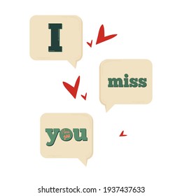 Isolated i miss you heart love romantic icon - Vector