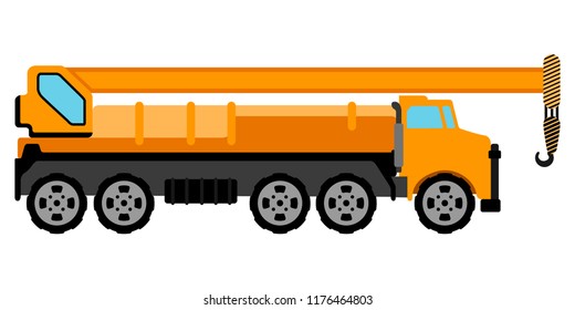 Isolated mobile crane. Construction vehicles. Vector illustration design