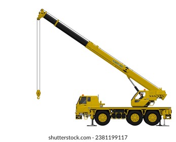 Isolated mobile crane on white background