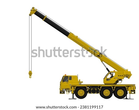 Isolated mobile crane on white background