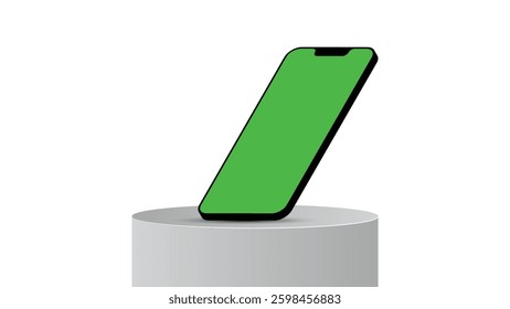  Isolated mobile device phone mockups on podium editable vector with green screen