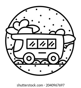 Isolated mobile house image on a camping sticker Vector