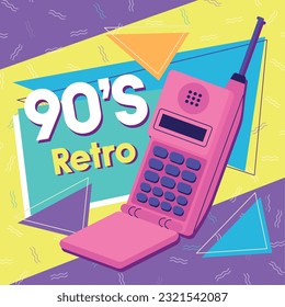 Isolated mobile phone Nostalgic retro background Vector illustration
