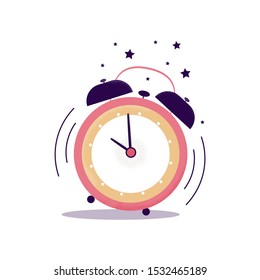 Isolated modern alarm clock vector illustration. Business watch in retro style. Time doing work with deadline. Vector concept 