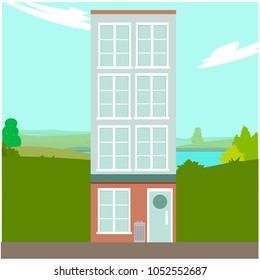 Isolated modern building with nature background