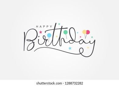 isolated modern calligraphy of happy birthday with black color