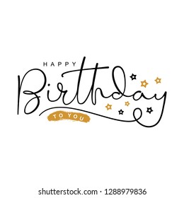 isolated modern calligraphy of happy birthday with black color