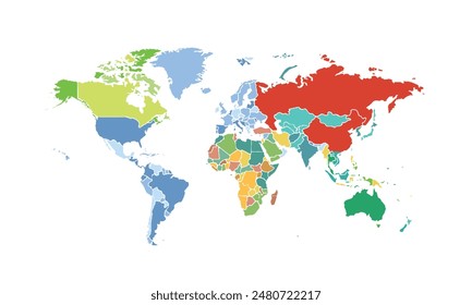  isolated modern colorful style. for website layouts, background, education, precise, customizable, Travel worldwide, map silhouette backdrop, earth geography, political, reports.