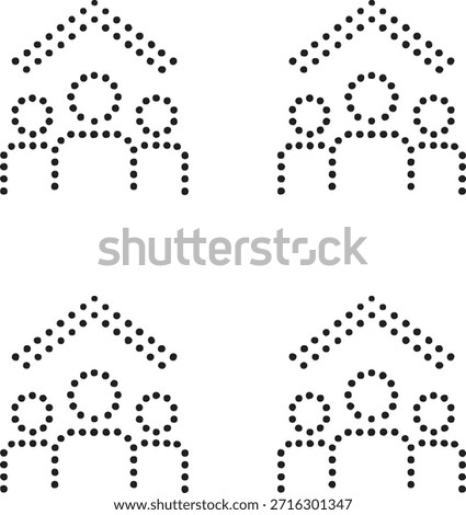 Isolated Modern Community Dot Map Icons, Modern Community Dot Map Icons Black Style, Modern Community Minimal Social UI Symbols, Four Identical Dot Grid Icons