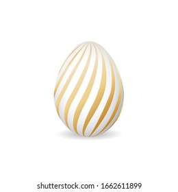 Isolated modern easter egg with geometric golden ornament on a white background 4. Vector realistic illustration.