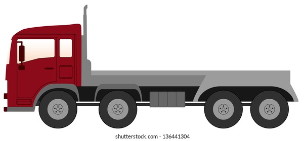 isolated modern empty truck with red cabin 