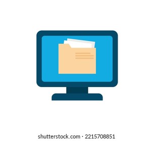 Isolated modern flat vector illustration of a computer. sending files and documents.
